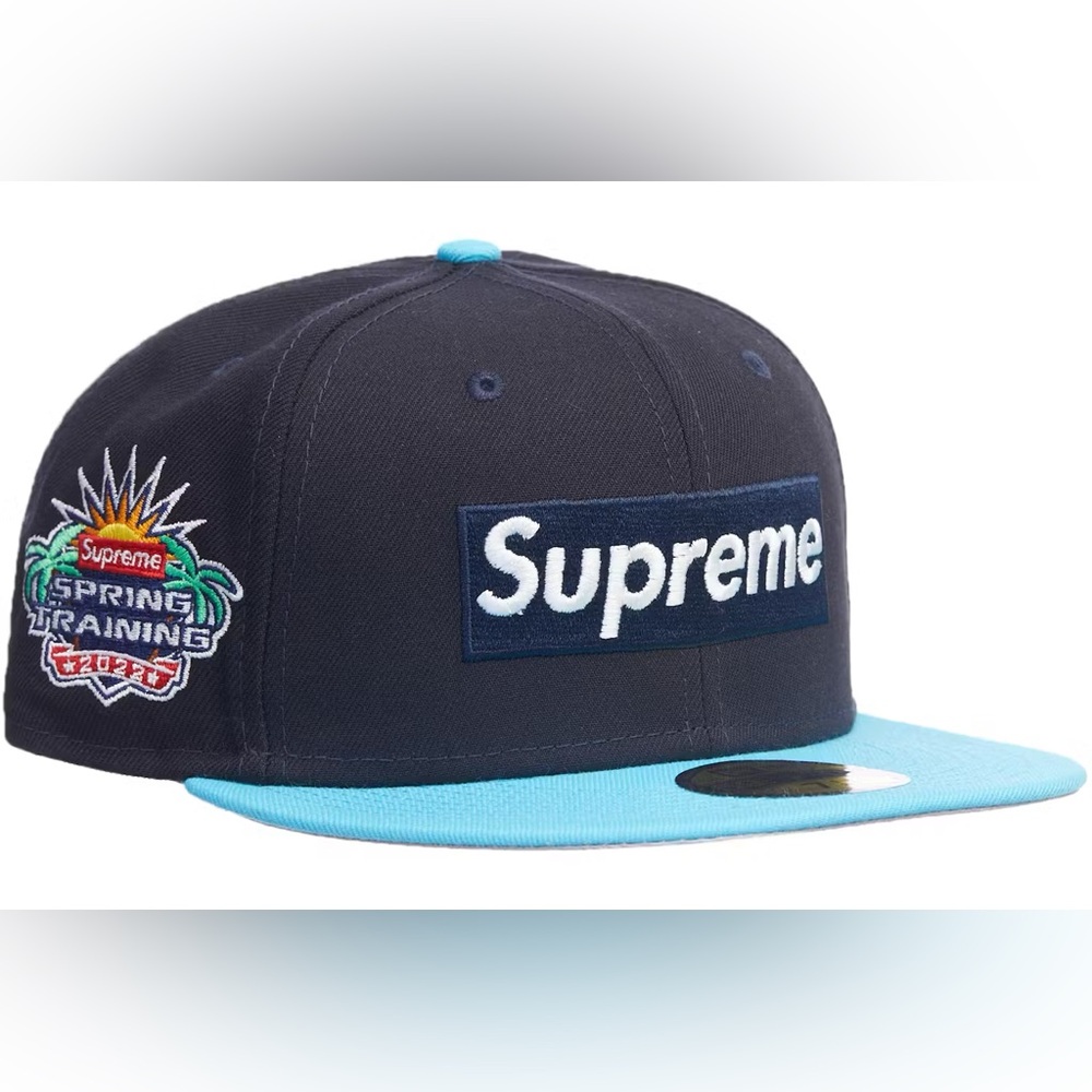 Supreme New Era Blue Two-Tone Box Logo Fitted Baseball Hat 7 1/4